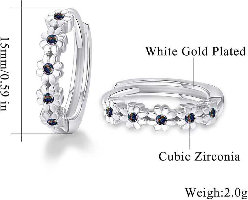 CiNily Small Hoop Earrings for Women Girls Flower Cubic Zirconia Huggie Earrings Hypoallergenic 14K Yellow Gold Plated Cartilage Earrings