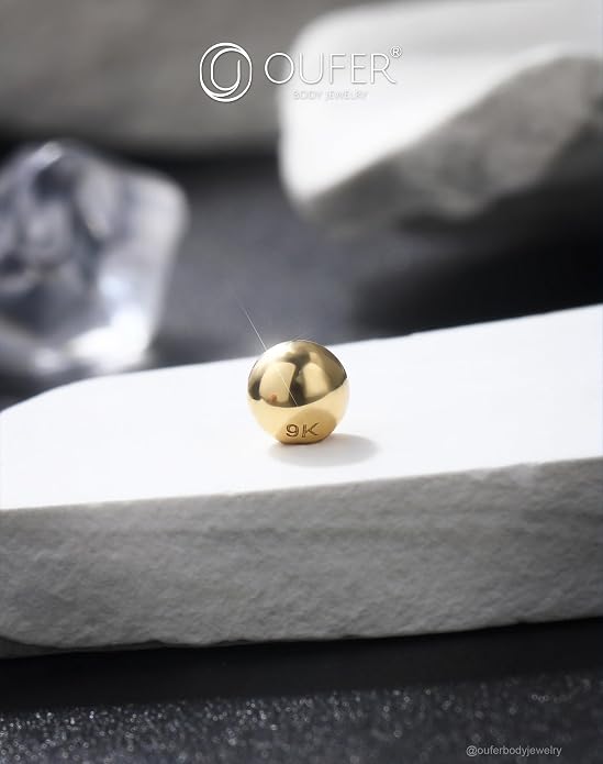 OUFER 14K Solid Gold Clea CZ Replacement Ball Externally Threaded for Belly Button Rings
