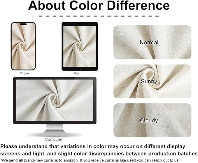 Vision Home Natural Pinch Pleated Full Blackout Curtains Linen Blended Room Darkening Window Curtains 84 inch for Living Room Bedroom Thermal Insulated Pinch Pleat Drapes with Hooks 1 Panel 60"Wx84"L