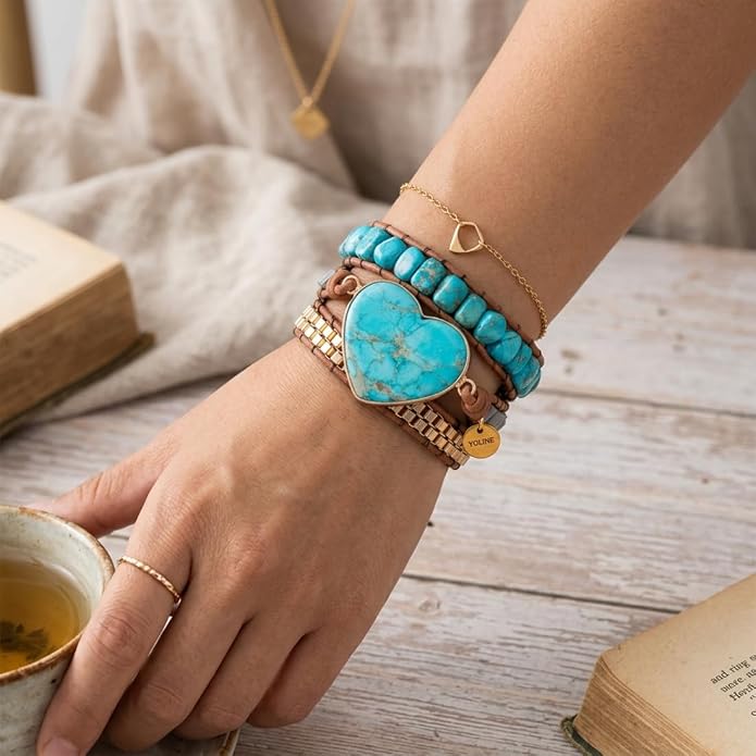YGLINE Natural Stone Bracelet 3 Wraps Bracelet Handmade Boho Bracelet for Women Bracelet