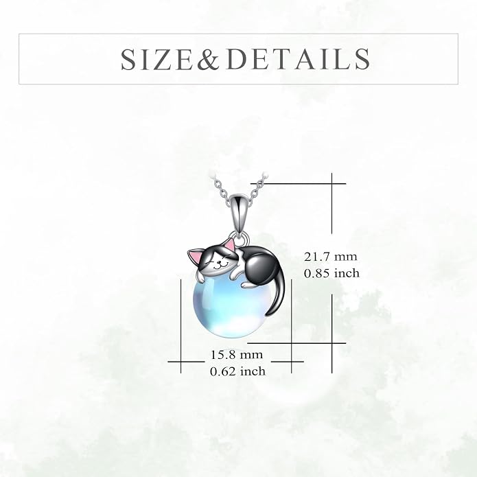 Cat Necklace Sterling Silver Cat Zircon Pendant Gothic Jewelry for Women Animal Lovers Gifts