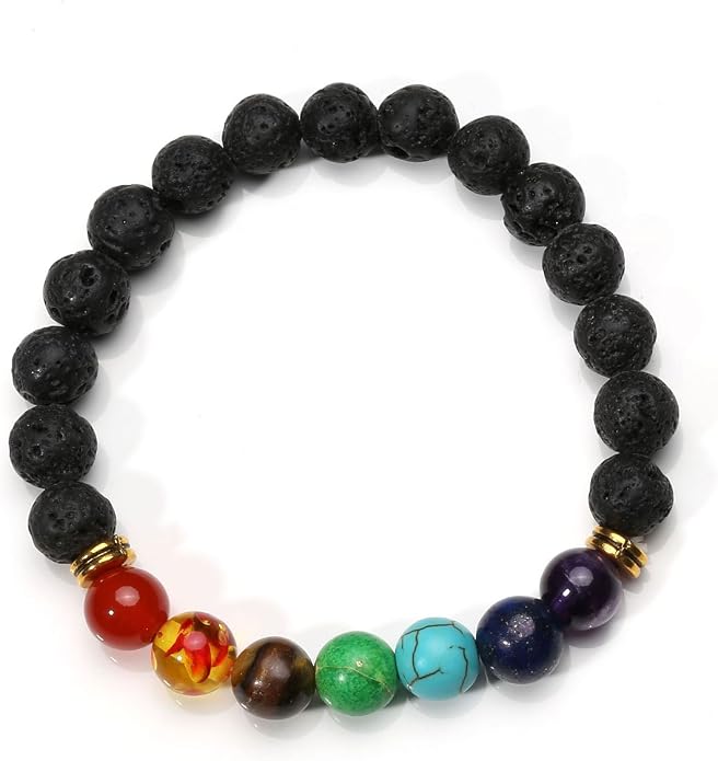Eigso 7 Chakra Diffuser Bracelets Set for Women Men Reiki Healing Meditation Lava Rock Stone Beads