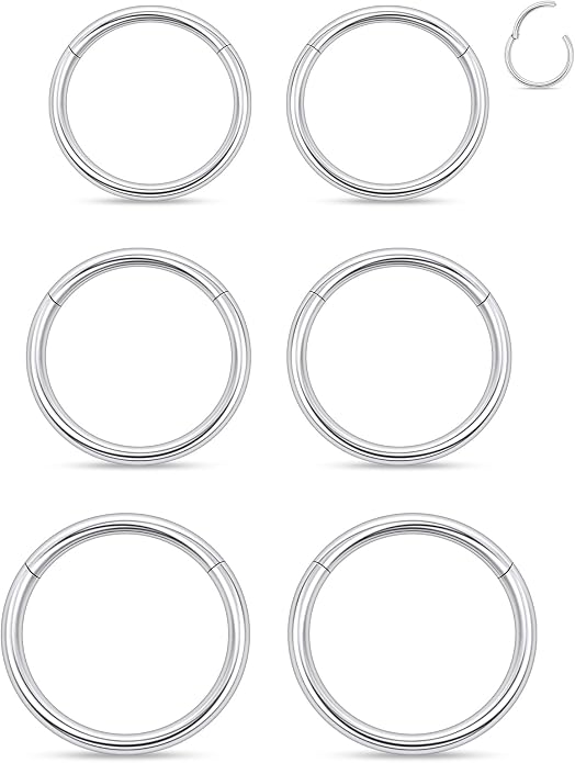 20G 18G 16G 14G 12G 10G 8G 6G 4G 2G Nose Rings Hoops 316l Surgical Steel Clicker Septum Lip Ring Tragus Helix Daith Rook Conch Snug Cartilage Lobe Earrings Hoop Piercing Jewelry For Women Men