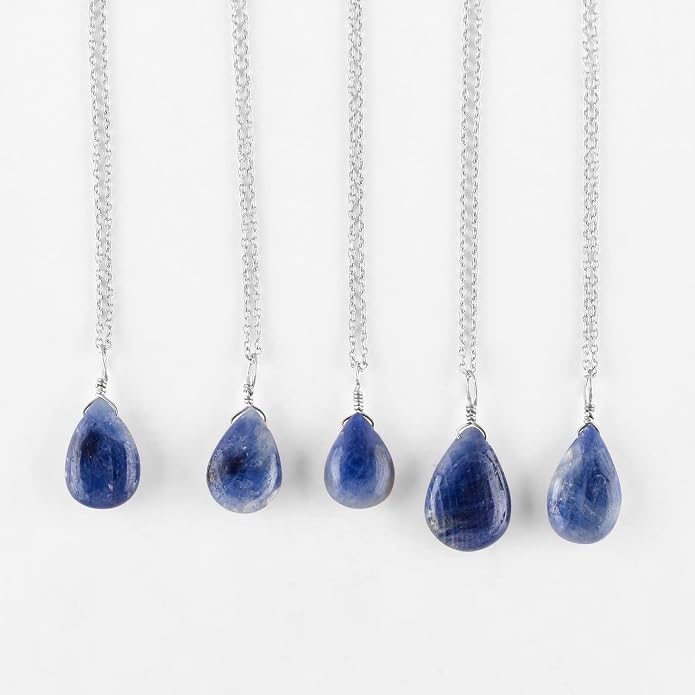 Raw Gemstone Dainty Pendant Necklace for Women, Trendy Healing Chakra Crystal, Birthstone Handmade 925 Sterling Silver Adjustable 18 inch Chain Jewelry, Birthday Gifts