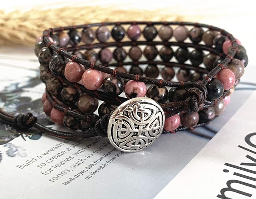 Boho Wrap Bead Bracelet for Women - Handmade Adjustable Natural Stone Beaded Bracelets Yoga Healing Bracelet Bangle Hippie Jewelry