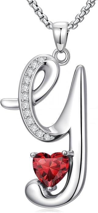 Birthday Gifts for Women Alphabet A to Z Initial Birthstone Pendant Necklaces for Women - 18k White Gold Plated Personalized Name Jewelry Anniversary Graduation Gifts for Wife Her Daughter Girlfriend(with Gift Box)