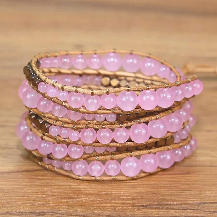 Boho Wrap Bead Bracelet for Women - Handmade Adjustable Natural Stone Beaded Bracelets Yoga Healing Bracelet Bangle Hippie Jewelry