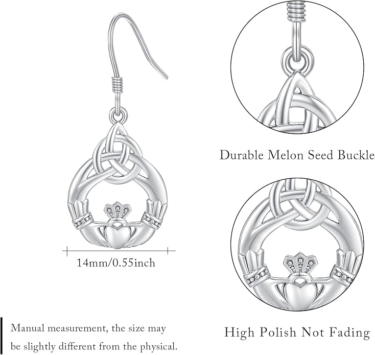 Celtic Knot Earrings 925 Sterling Silver Abalone Drop Dangle Celtic Earrings Gifts for Women