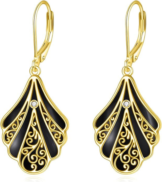 Abalone Shell Dangle Drop Earrings for Women 925 Sterling Silver Filigree Bohemian Earrings Jewelry Gift
