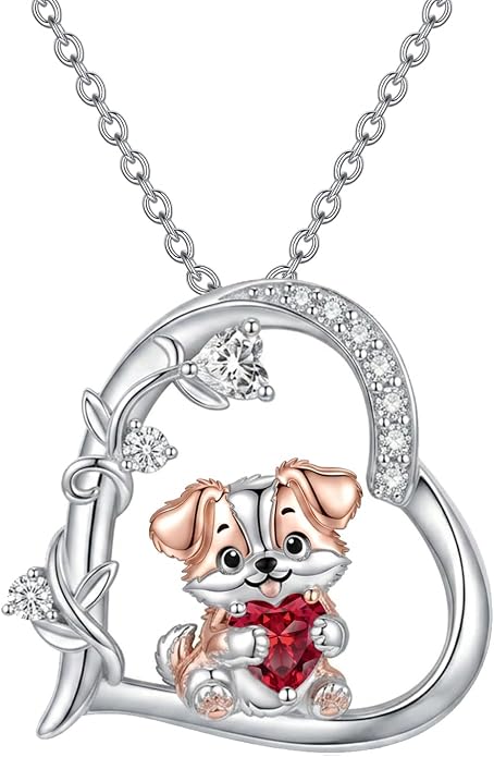 PELOVNY Teddy Bear Necklace for Women 925 Sterling Silver Bear/Highland Cow/Fox/Cat/Axolotl Birthstone Necklace Christmas Birthday Jewelry Gifts for Mom Daughter Wife Sister