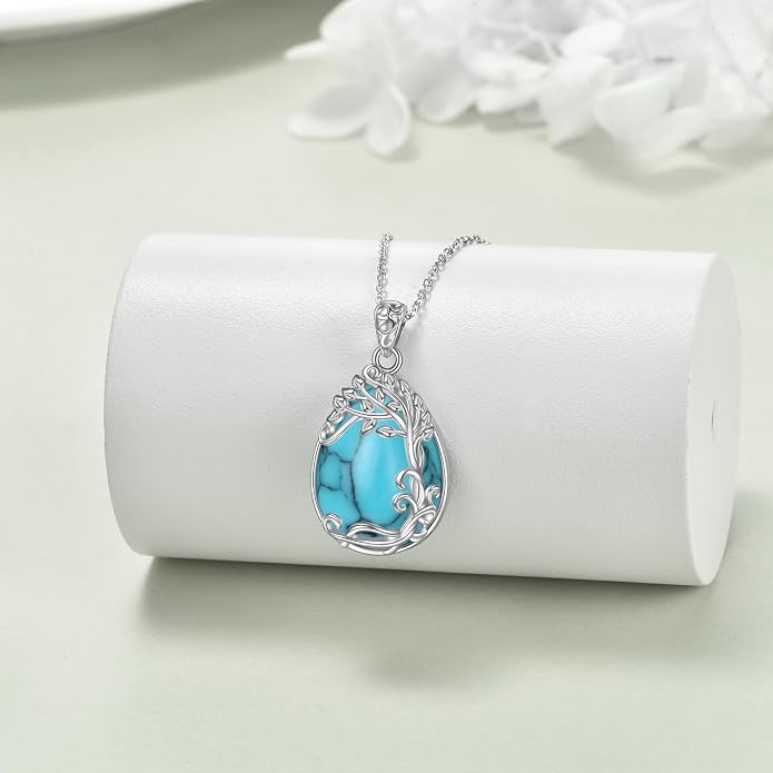 YAFEINI 925 Sterling Silver Moonstone Necklace Filigree Teardrop Pendant Necklace Jewelry for Women Girls