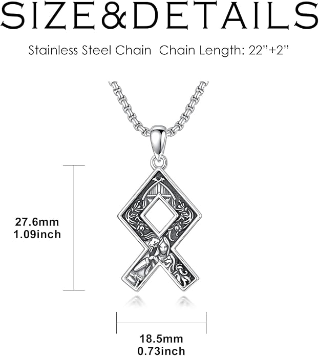 ROMANTICWORK Viking Necklace for Men 925 Sterling Silver Viking Pendant Necklace Amulet Jewelry for Father Husband Birthday Christmas