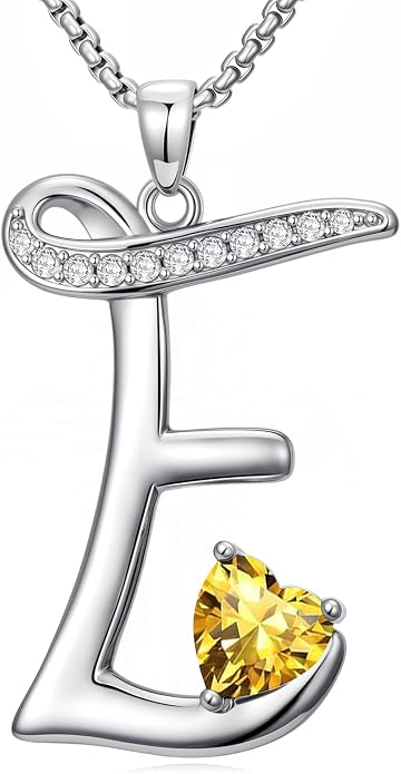 Birthday Gifts for Women Alphabet A to Z Initial Birthstone Pendant Necklaces for Women - 18k White Gold Plated Personalized Name Jewelry Anniversary Graduation Gifts for Wife Her Daughter Girlfriend(with Gift Box)