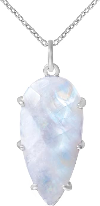 Lunatik Moonstone Necklace for Women – 925 Sterling Silver & 18K Gold Plated, Natural Rainbow Moonstone Pendant – June Birthstone Necklace