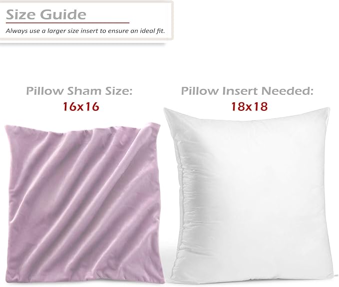 Nestl Throw Pillow Covers, Cozy Velvet Decorative Outdoor Pillow Covers 16 x 16 Inches, Soft Solid Cushion Covers for Sofa, Bed and Car, Set of 4 - Light Gray Lavender