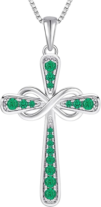 YL 925 Sterling Silver Cross Necklace for Women Halo Infinity Pendant Cubic Zirconia Jewelry for Mom