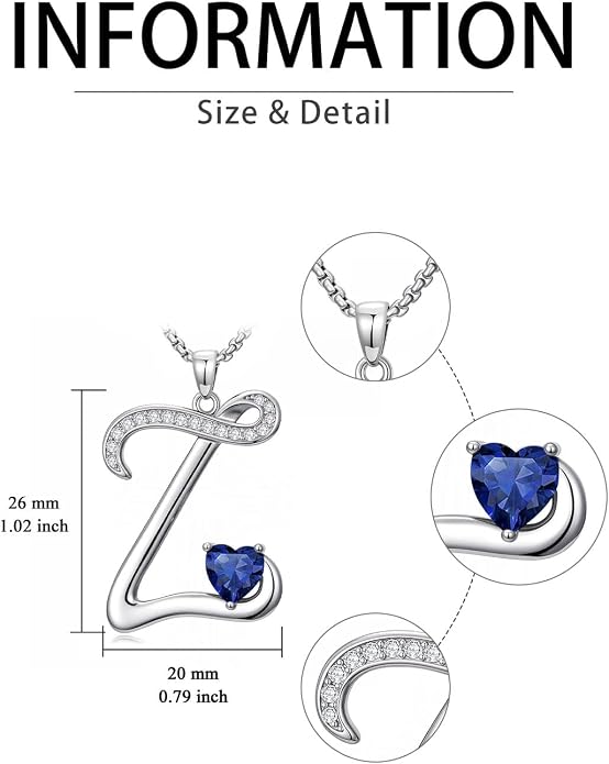 Birthday Gifts for Women Alphabet A to Z Initial Birthstone Pendant Necklaces for Women - 18k White Gold Plated Personalized Name Jewelry Anniversary Graduation Gifts for Wife Her Daughter Girlfriend(with Gift Box)