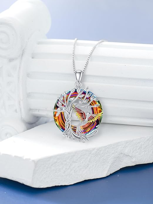 TOUPOP Phoenix Necklace 925 Sterling Silver Crystal Pendant Phoenix Rising Jewelry Women Birthday Mothers Day Gifts for Women