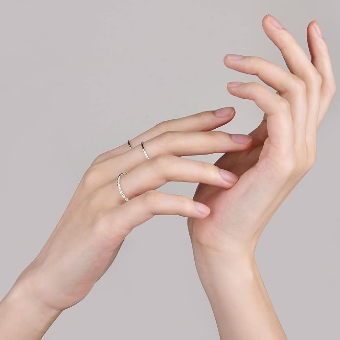 925 Sterling Silver Knuckle Rings for Women Minimalist Thin Stacking Rings Set 3PCS Midi Pinky Ring Size 2.5-8.5