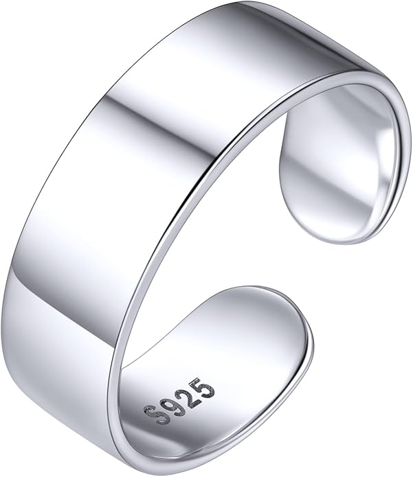 ChicSilver Silver Toe Rings for Women Balck Toe Rings for Women Non Tarnish Wide Band Toe Ring Black Toe Jewelry for Summer Beach