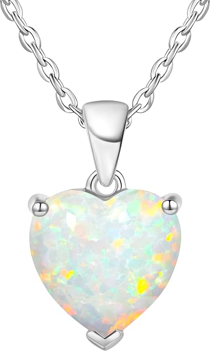 ADITA GOLD Bithstone Heart Necklace for Women with 925 Sterling Silver Chain, Simulated Birthstone Pendant, Jewelry