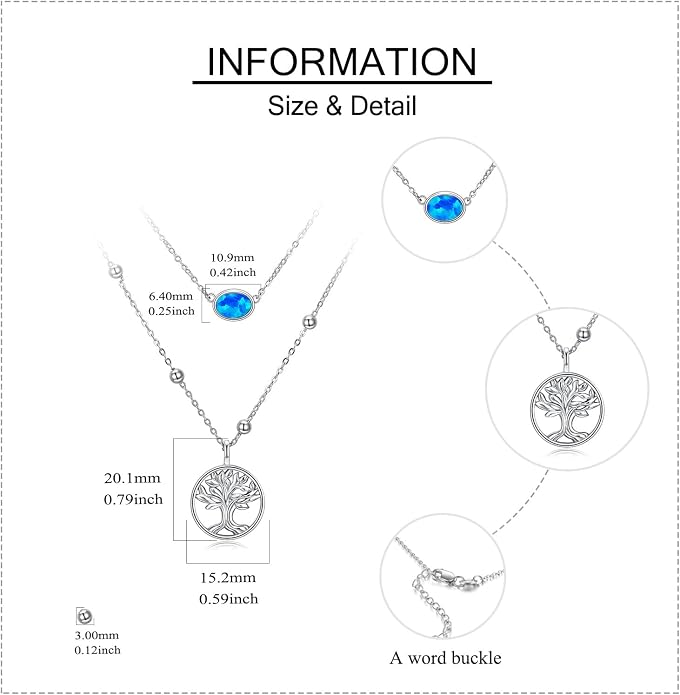 MONGAS Tree of Life/Infinity Cross/Lock and Key/Lotus/Hamsa/Horse/Strawberry/Opal/Lariat/Dragonfly/Heart/Violin Layered Necklace Sterling Silver for Women