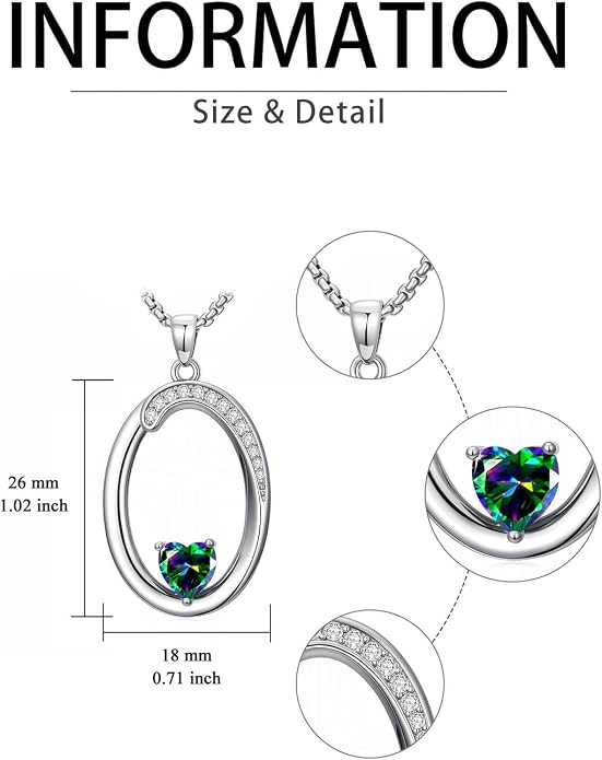 Birthday Gifts for Women Alphabet A to Z Initial Birthstone Pendant Necklaces for Women - 18k White Gold Plated Personalized Name Jewelry Anniversary Graduation Gifts for Wife Her Daughter Girlfriend(with Gift Box)