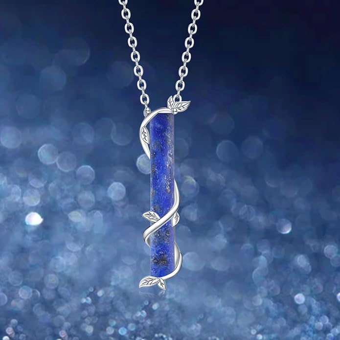 Bar Opal Leaf Necklace For Women S925 Sterling Silver White Opal Pendant with Leaf Charm Bar Pendant Jewelry Gift For Mom Daughter Wife