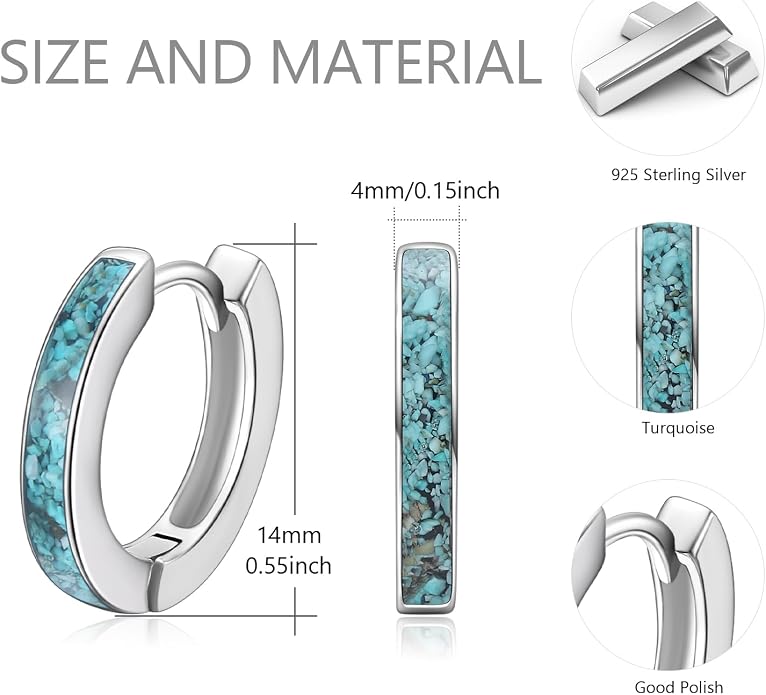 CUOKA MIRACLE 925 Sterling Silver Opal Hoop Earrings for Women - Opal Hinged Huggie Hoops, Hypoallergenic Small Hoop Earrings for Sensitive Ears, Dainty Everyday Jewelry Birthday Christmas Gift