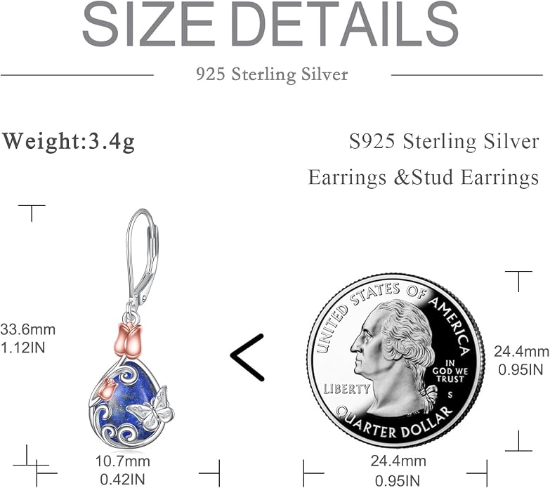 AOBOCO Teardrop Dangle Earrings for Women 925 Sterling Silver Moonstone Flower Filigree Leverback Jewelry Birthday