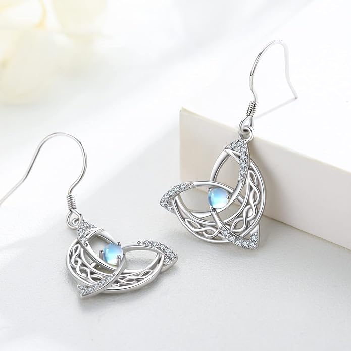 Celtic Knot Earrings 925 Sterling Silver Abalone Drop Dangle Celtic Earrings Gifts for Women