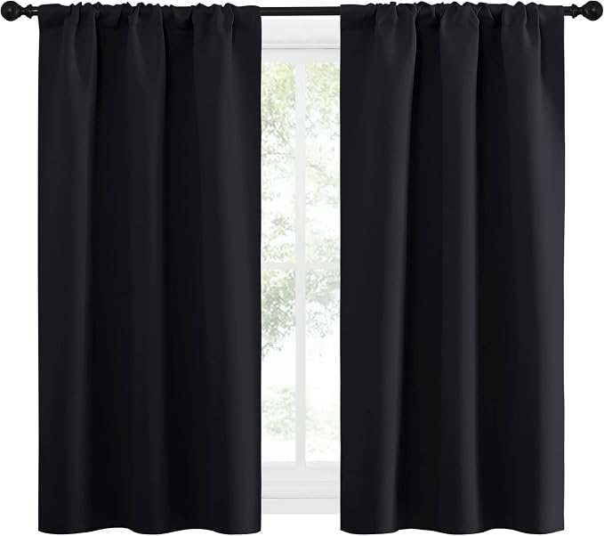 NICETOWN Black Out Curtain Panels for Kitchen - Energy Smart Decoration Thermal Insulating Blackout Drapes/Draperies for Small Window (2 Panels, 34 in x 54 in (W x L))