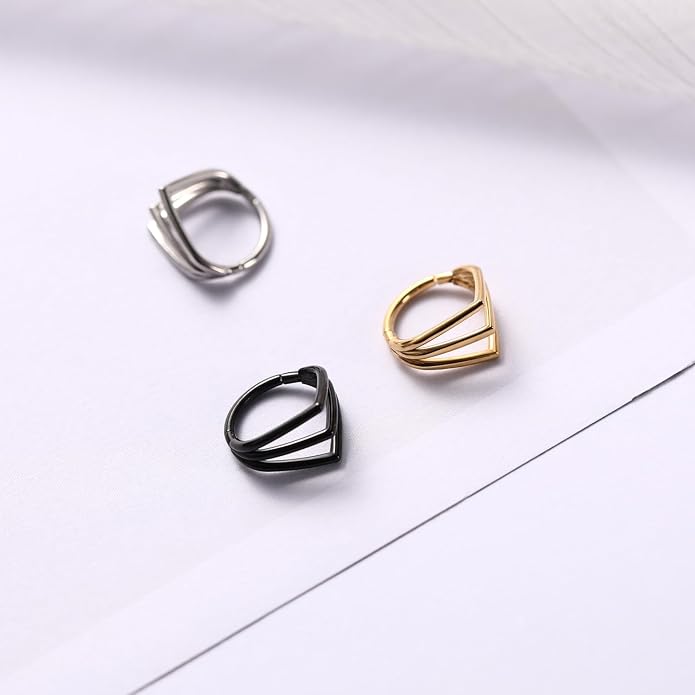 316L Surgical Steel Septum Clicker Ring Nose Ring Hoop Sleeper Hoop Earring Helix Rook Conch Cartilage Daith Tragus Earrings Lobe Nose Piercing Jewelry for Women