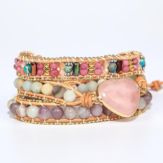 Women Wrap Bracelets Boho Natural Stone Jasper Turquoises Strand Bracelet Jewelry Collection
