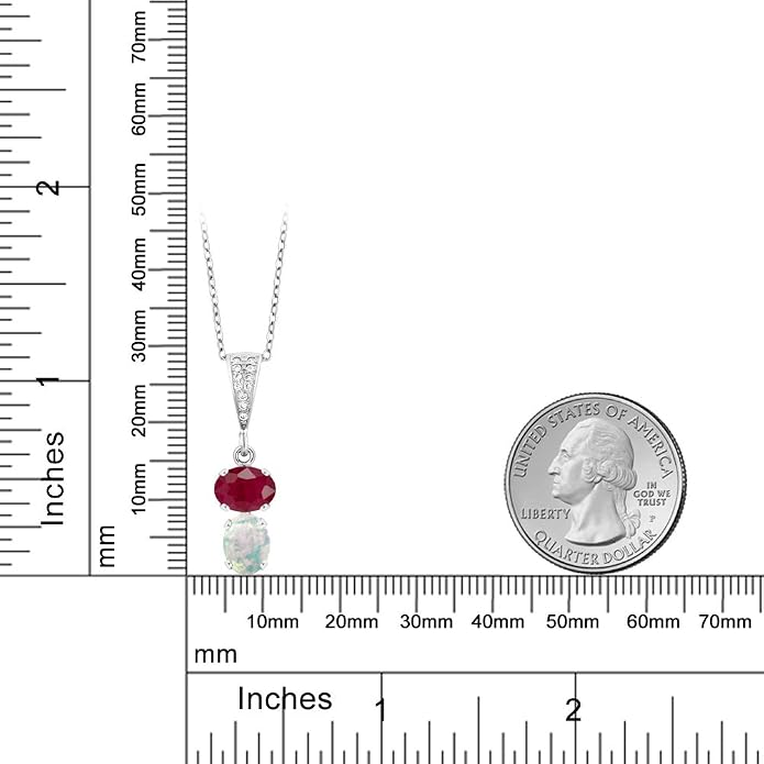 Gem Stone King 2-Stone Gemstone Birthstone Pendant Necklace for Women in 925 Sterling Silver | Oval 8x6MM | 18 Inch Silver Chain | Fine Jewelry for Her Mom Wife