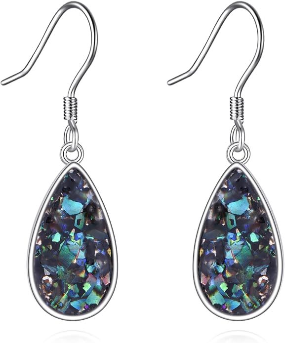 AOBOCO Teardrop Dangle Earrings for Women 925 Sterling Silver Moonstone Flower Filigree Leverback Jewelry Birthday
