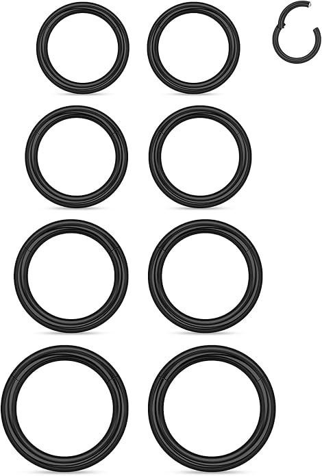 20G 18G 16G 14G 12G 10G 8G 6G Nose Rings Hoops 316l Surgical Steel Clicker Septum Lip Ring Tragus Helix Daith Rook Conch Snug Cartilage Lobe Earrings Hoop Piercing Jewelry For Women Men