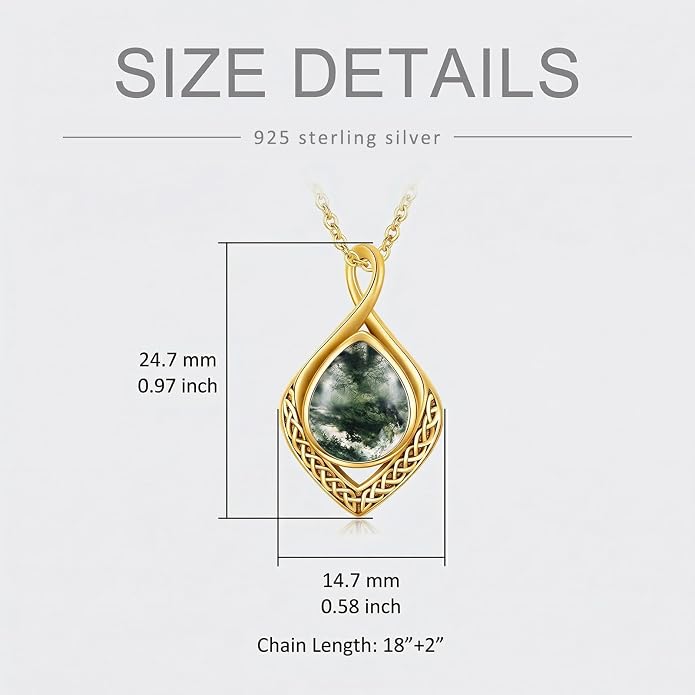 PELOVNY Celtic Knot Necklaces for Women 925 Sterling Silver Gemstone/Birthstone Teardrop Infinity Necklace Irish Celtic Pendant Jewelry Gifts for Mom Daughter Wife