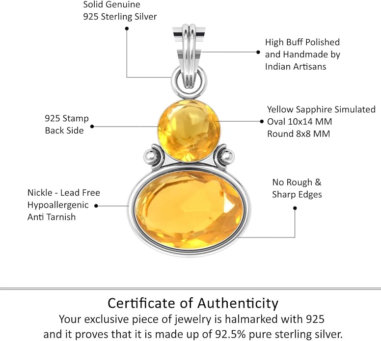 Handmade Genuine 925 Sterling Silver Pendant Necklace Natural Gemstone Crystal, Lapis, Onyx, Amber Oval Round Boho Jewelry For Women
