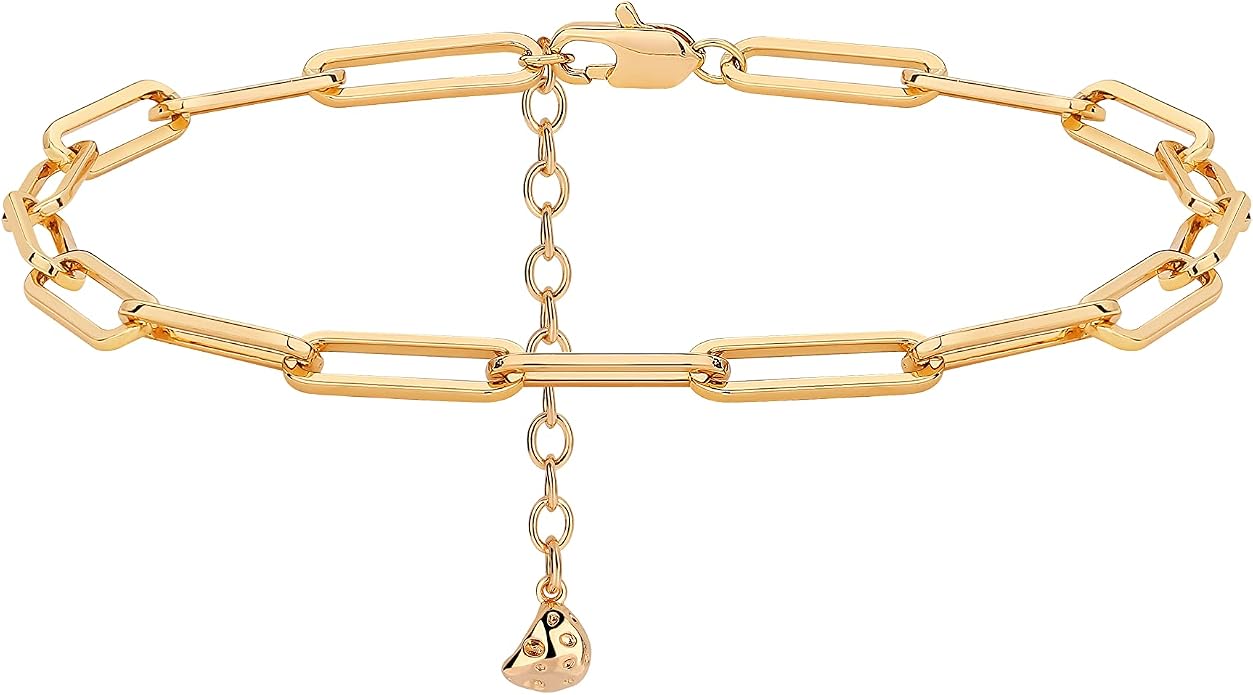LOYATA Dainty Ankle Bracelet,14K Gold Plated Tiny Bead Anklet Dainty White Cubic Zirconia Cross Tassel Foot Chain Cute Lucky Moon Evil Eye Foot Jewelry Boho Anklets for Women