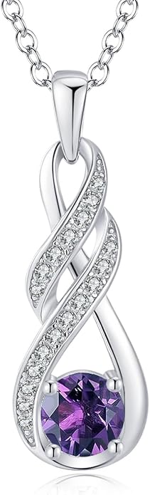 Birthstone Necklaces for Women 925 Sterling Silver Infinity Pendant Created Gemstone Jewelry for Her, 16"+2"