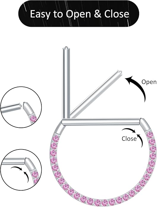 Oveta Titanium D Shaped Nipple Rings 14G for Nipple Piercing Jewelry Higned Segment Clicker Ring Hoops 11mm 12mm 14mm for Women Men, Silver Gold Black, 2PCS