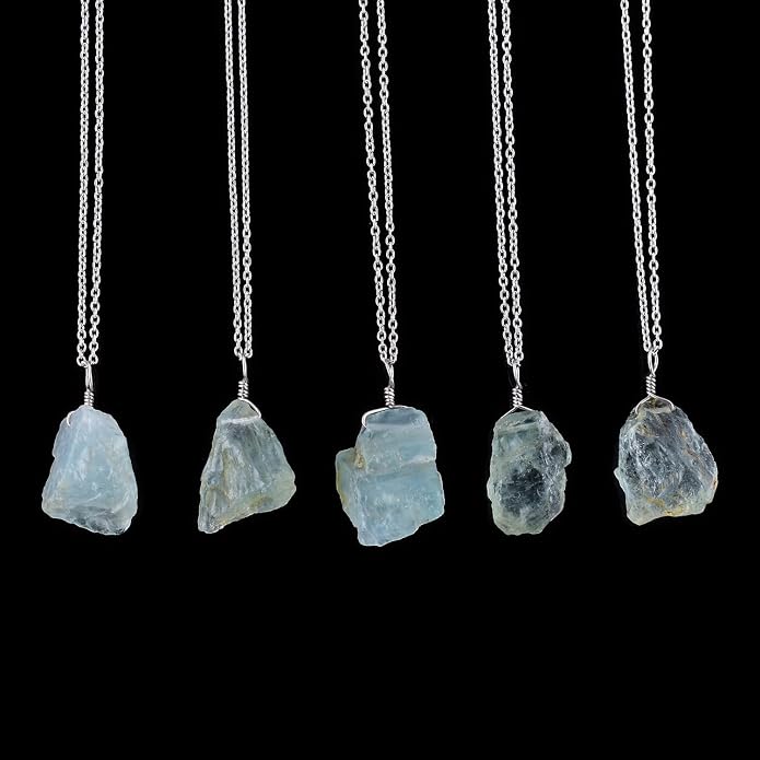 Raw Multi Gemstone Pendant Necklace for Women, Healing Crystal Chakra Stone Birthstone, 925 Sterling Silver Birthday Christmas Gifts for Her