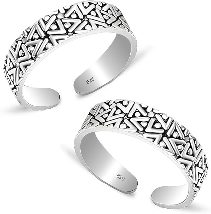 LeCalla 925 Sterling Silver Toe Ring for Women | Minimalistic Adjustable Pair of Toe-Rings | Mid Finger Bichhiya | Indian Toe Rings | Summer Beach Bare Foot Foot Jewelry