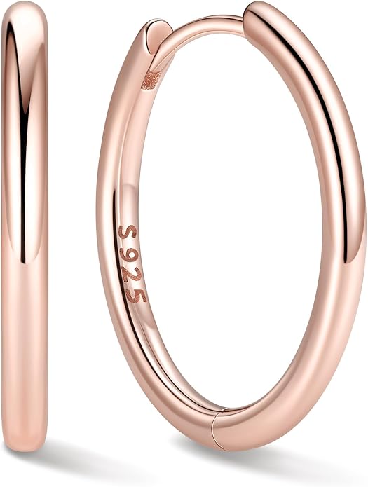 ChicSilver Sterling Silver Hoop Earrings for Women Hypoallergenic 925 Sterling Silver Huggie Earrings for Women Dainty Earring (8/10/12/14/16/18/20MM)