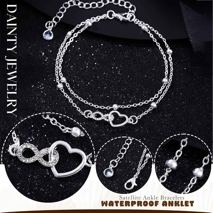 Yalice 925 Sterling Silver Ankle Bracelets for Women Dainty 14K Gold Plated Anklets Set Shiny Waterproof Ankle Chain Cross Beach Foot Jewelry Gifts