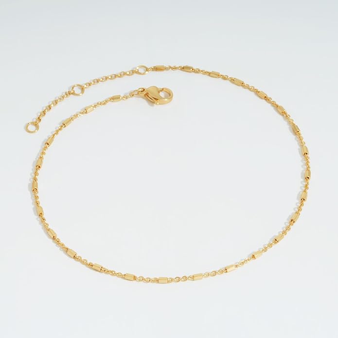 LOYATA Anklet Bracelet 14K Gold Plated Dainty Anklet Chain Waterproof Gold Chain Anklet for Women Cuban Beach Anklet Jewelry Gifts for Women