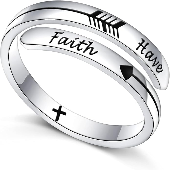 Ladytree Adjustable Inspirational Rings 925 Sterling Silver Stacking Wrap Spiral Twist Statement Band Encouragement Birthday Gift for Women Men