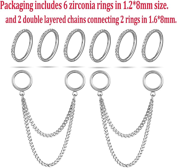 Casvort 14G Seamless Septum Piercing Rings Segment Tragus Hoop Rings 316 Surgical Stainless Steel Helix Ring Stacks for Stretched Ear Lobe Clickers Ear Hangers Body Jewelry