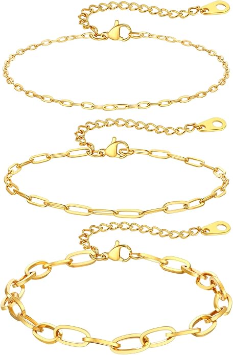 ChainsPro Stainless Steel Waterproof Anklet for Women, Adjustable Non Tarnish Layered Anklets, Trendy Dainty Cuban Link Ankle Bracelet Beach Jewelry Gifts for Swimming & Daily Wear (8.5+2 inches)